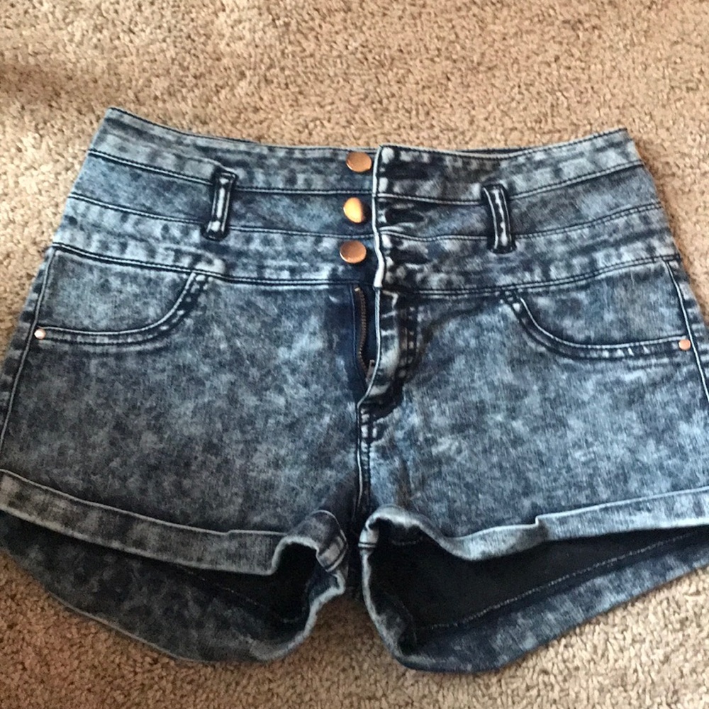Three button jean shorts